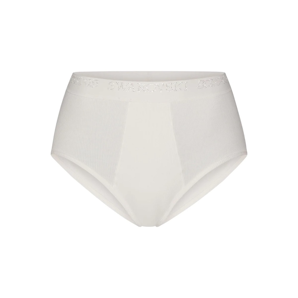 Swarovski x Skims Cotton Rib High Waisted Brief- XXS, XS, M - MARBLE - NWT